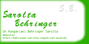 sarolta behringer business card